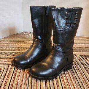 STRIDE RITE Girls Krissy Leather Black Boots Size US 10M Euro 27.5 M